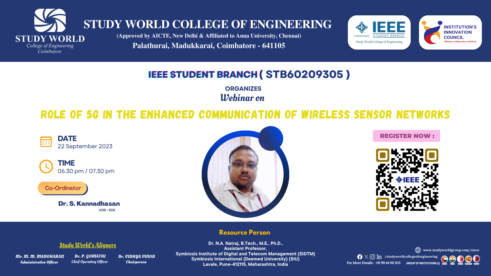 Webinar on Role of 5G in the enhanced communication of Wireless Sensor Networks 2023